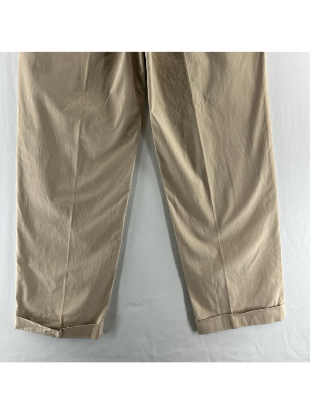 Brooks Brothers 346 Chino Pants Mens 36x32 Cotton Twill Pleated Cuffed Hem Beige - Picture 10 of 12